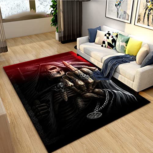 Horror Death Skull Serie Teppich Teppich für Wohnzimmer Dekoration Play Crawl rutschfeste Bodenmatte 100x160cm von JHUHN