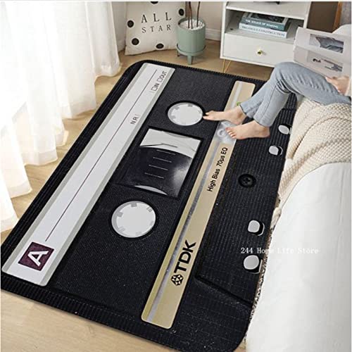 JHUHN Cassette Tape Door Mat Soft Bedroom Floor House Laundry Room Mat Anti-Skid Doormat Area Rug 60X90cm von JHUHN