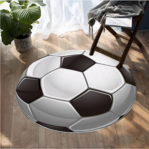 JHUHN Fußball Muster Schlafzimmer Bodenmatte Sport Ball Runde Teppich 3D Bereich Teppiche für Wohnzimmer Dekor 60cm von JHUHN