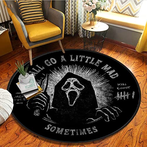 JHUHN Ghostface Teppich Horror Runde Teppich Film Playmat Runde Teppich für Wohnzimmer Bodenmatte Anti-Rutsch-Matte 120cm von JHUHN