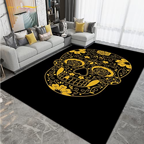 JHUHN Horror Skull Art Bereich Teppich, Teppiche für Wohnzimmer Schlafzimmer Dekoration, Küche Badezimmer rutschfeste Bodenmatte 50×80cm von JHUHN