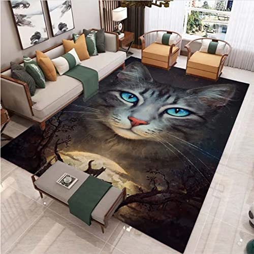 JHUHN Katze Tier 3D Teppiche Wohnzimmer weiche Badematten Zimmer Dekor Teppiche Schlafzimmer Türmatten Bereich Teppiche 80X150cm von JHUHN