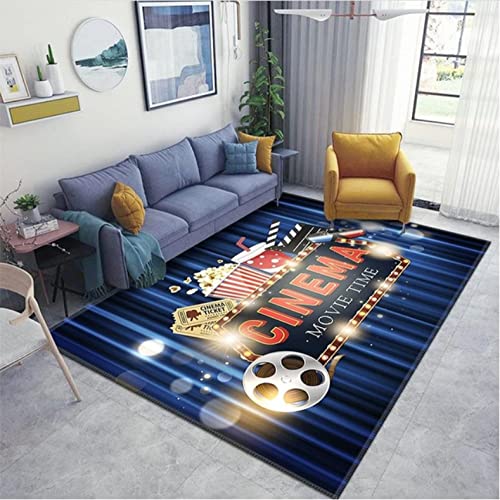 JHUHN Retro Kino Film Teppich Matten Kino Druck Anti-Rutsch-Türmatte Wohnzimmer Teppich 120×180cm von JHUHN