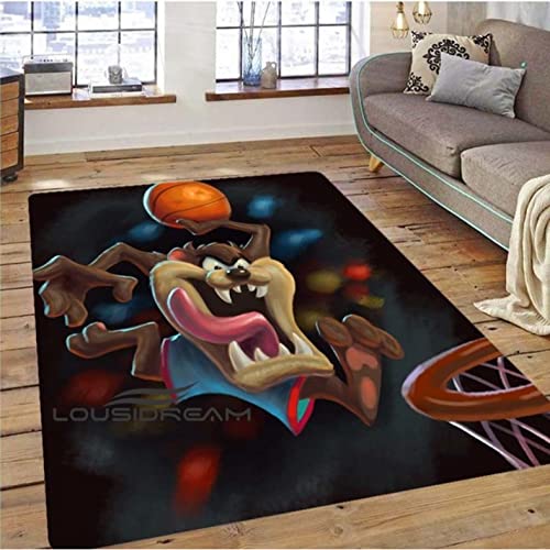 JHUHN Taz-Mania 3D-Druck Teppich Cartoon Anime Hund Muster Schlafzimmer Wohnzimmer Bodenmatte Spiel Krabbelmatte 80X120cm von JHUHN