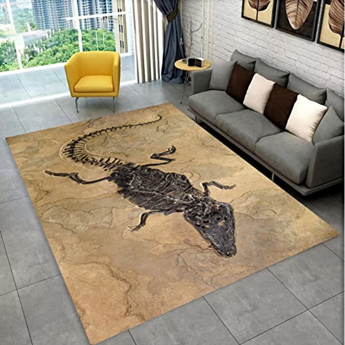 JHUHN Tier Dinosaurier Fossil Serie Area Teppich, Teppich für Wohnkultur Fußmatte Küchendekor rutschfeste Bodenmatte 100x160cm von JHUHN