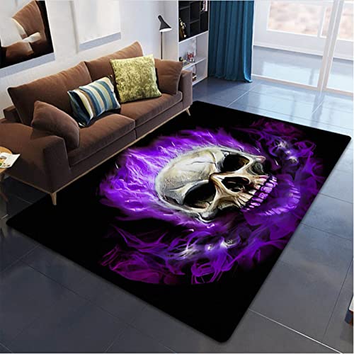 JHUHN Totenkopf Print Teppich Spielzimmer Teppich Wohnzimmer Schlafzimmer rutschfeste Bodenmatte Halloween 100×160cm von JHUHN