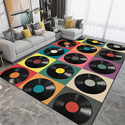 Klassische Musik Vintage Vinyl Schallplatte Bereich Teppich Teppich Für Wohnzimmer Schlafzimmer rutschfeste Fußmatten 100x160cm von JHUHN
