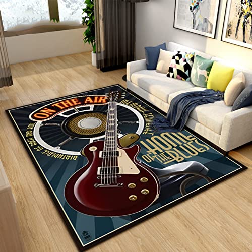 Teppich für Klassische Gitarre, E-Gitarre, Bass, Teppich für Wohnzimmer, Schlafzimmer, Dekoration, rutschfeste Fußmatten, 100 x 160 cm von JHUHN