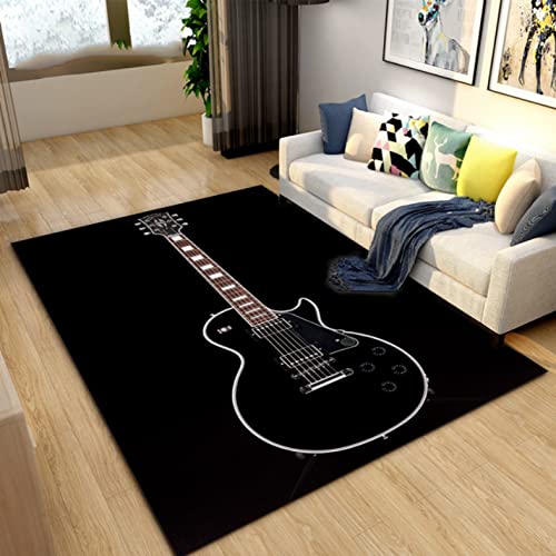 Teppich für Klassische Gitarre, E-Gitarre, Bass, Teppich für Wohnzimmer, Schlafzimmer, Dekoration, rutschfeste Fußmatten, 120 x 160 cm von JHUHN