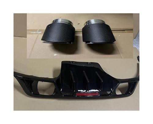JHVVBFWF Für Jaguar XE 2020 2021 2022 2023 2024 Gepäckdeckel Auto Heckstoßstange Diffusor Splitter Spoiler Body Kit Dual Auspuffrohre(Glossy Black 2) von JHVVBFWF