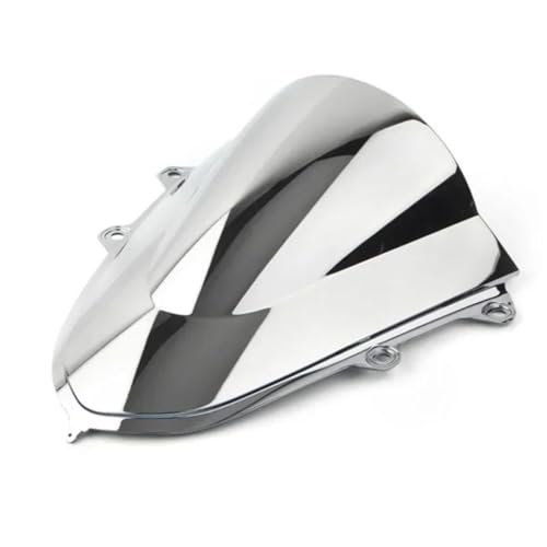 JHVVBFWF Motorrad Doppellagige Windschutzscheibe Mit Gewölbter Verkleidungsführung Für Y&amaha YZF-R15 V3 2017 2018-2020(Silber) von JHVVBFWF