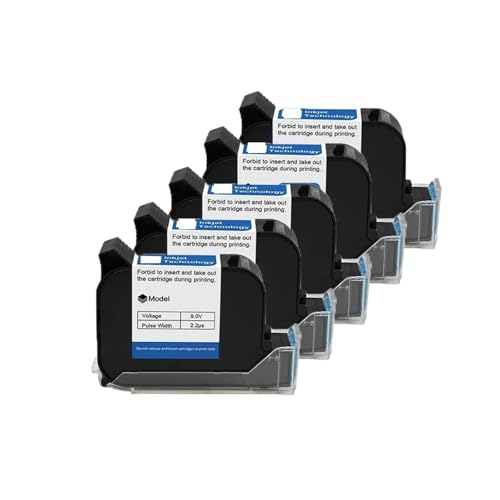 JHXHFJXZ 12,7-mm-Economy-Online-Handheld-Tintenstrahldruckerkartusche, schnell trocknende, wasserfeste, lösungsmittelhaltige Schwarze Tinte Breites Druckmaterial(5PCS) von JHXHFJXZ