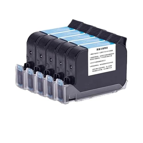 JHXHFJXZ 5PCS 600DPI Schnell Trocknende Tintenpatrone auf Lösungsmittelbasis 12,7mm for Online-Handheld-Tintenstrahldrucker Breites Druckmaterial(5 Blue Ink) von JHXHFJXZ