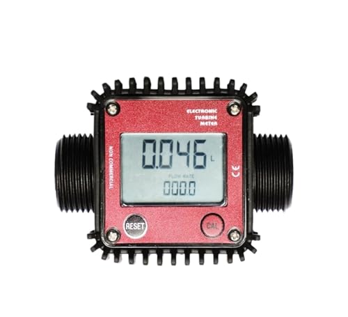 K24 Digitaler Turbinendurchflussmesser mit LCD-Anzeige Heizöl Diesel Wasser Getriebedurchflussmesser Kunststoff Edelstahl Gewinde Geringe Wiederholbarkeit(Model1) von JHXHFJXZ