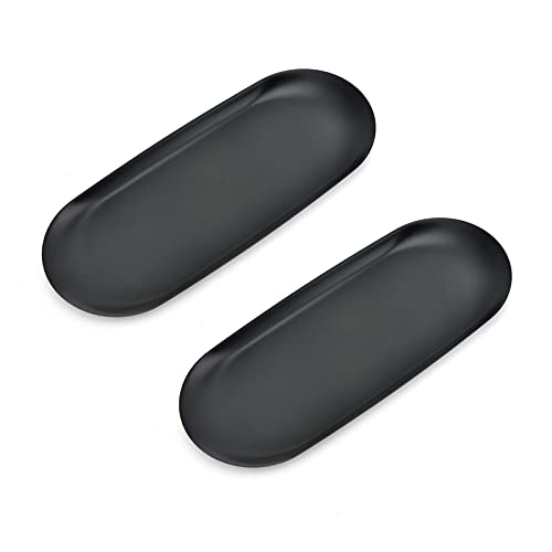 2 Stück Ovale Ablageschale, Metall Ovale Platte, Schwarz Oval Edelstahl Tablett, Schwarz Ablageschale, Kerzen Tablett, Ovale Kosmetik Tabletts für Dessert Kosmetik Schmuck Schlüssel (23 * 9.5cm) von JHXhhthongtong