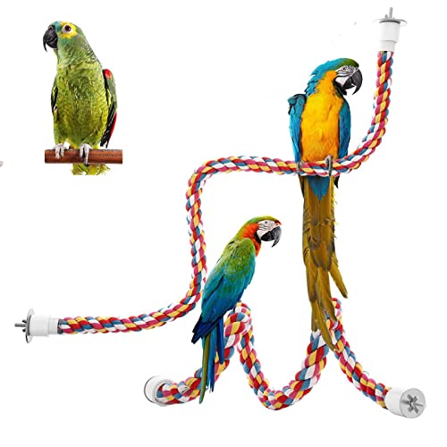 2 Stück Papagei Kletterseil Vogelspielzeug für Papageien Bunte Baumwollseil Schaukel Vogel Papagei Spielzeug Parrot Climbing Rope Sitzstangen für Vögel für Vögel Papageien Graupapageien Sittiche von JHXhhthongtong