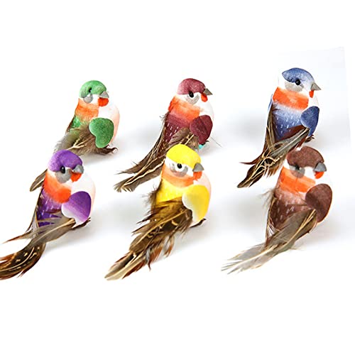 6 Stücke Künstliche Vögel Künstliche Federvögel Vögel Styropor Mini Vogel Figuren Bunt Vogelfigur mit Halterungsklammer Styropor Tiere für Party Dekoration, Gartendeko Und Hochzeitsdekoration von JHXhhthongtong