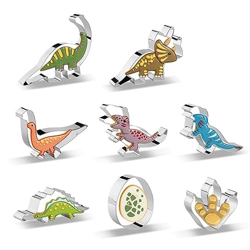 8 Stück Dinosaurier Ausstecher, Dinosaurier Motiv Ausstechformen Set,Keksschneider Set Für Kinder,Dinosaurier Ausstechformen Edelstah,Für DIY Fondant Teig Sugarcraft Gebäck Kuchen Dekoration von JHXhhthongtong