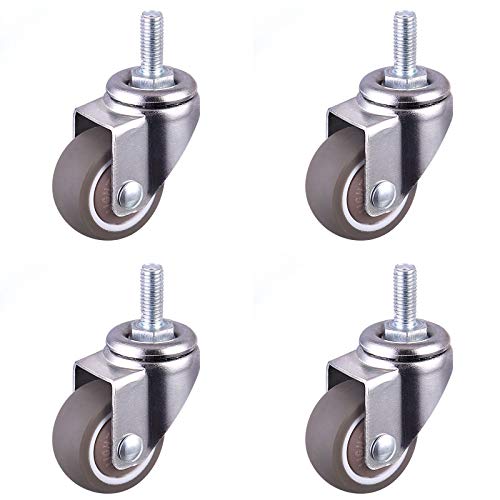 Caster Räder Mute Swivel Rotierende Gummirollen Mini Rollen Möbelrollen Enkrollen Mit Möbelrollen M6 Schwerlastrollen Rollen für Palettenmöbel Klein Rollen für Möbel M6x15mm mit Gewinde 25mm 4 Stück von JHXhhthongtong