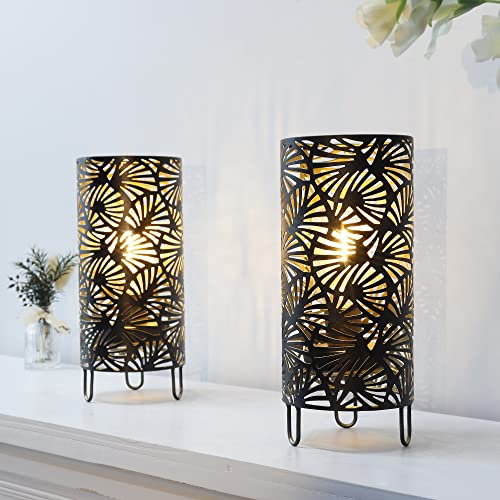JHY DESIGN 2er Set Metall Lampe Batteriebetriebene, Accent Kabellos Tischlampe 23,5 cm High Fan Gemusterte Batterie Lampe für Hochzeiten Party Patio Indoor Schlafzimmer Wohnzimmer Innen JHY DESIGN 2er Set Metall Lampe Batteriebetriebene, Accent Kabellos Tischlampe 23,5 cm High Fan Gemusterte Batterie Lampe für Hochzeiten Party Patio Indoor Schlafzimmer Wohnzimmer Innen von JHY DESIGN