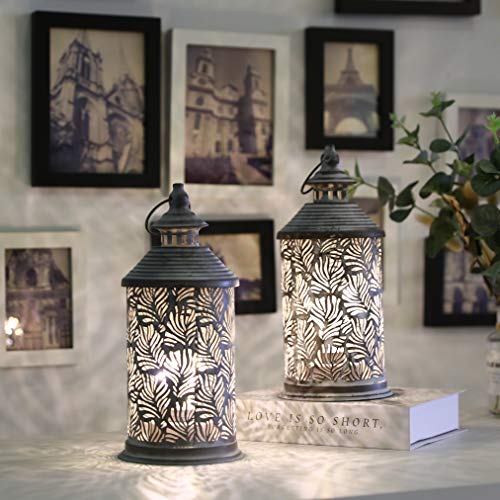 JHY DESIGN 2er-Set Metall Tischlampe Batteriebetriebene 26,5cm Hohe Batterie Lampe Vintage Nachttischlampen mit Edison Glühbirne für Schlafzimmer Hochzeit Outdoor Indoor(Phoenix Schwanz) von JHY DESIGN