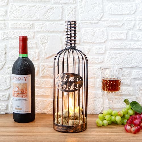JHY DESIGN Dekorative Tischlampe batteriebetrieben kabellose Metall-Weinkorken-Flaschenlampe mit 6-Stunden-Timer für Tisch Zuhause Terrasse Esszimmer Wohnzimmer (schwarz gebürstetes Gold) von JHY DESIGN