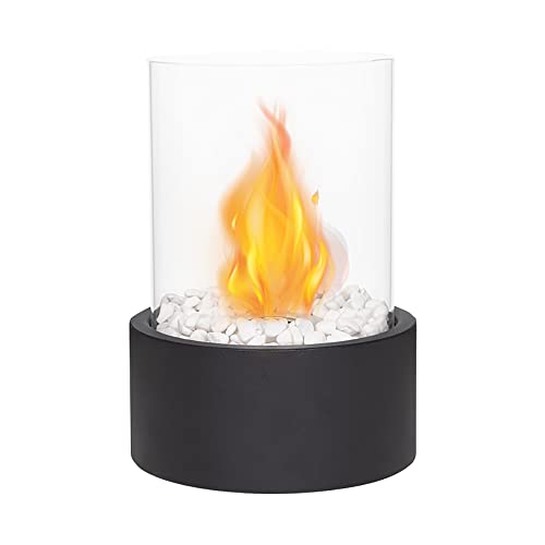 JHY DESIGN Extra Groß Tischfeuerschale Topf Drinnen Draußen Portable Tischkamin 29 cm hoch Bio Ethanol Kamin Sauber Brennend Bio Ethanol Entlüftungslos Kamin für Indoor Outdoor Balkon Deko(Schwarz) von JHY DESIGN