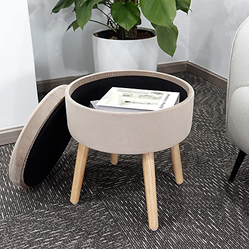 JHY DESIGN Hocker Fußstütze Rund Getuftet Samt Ottoman 44cm Hoch Hocker Aufbewahrung Fußstütze Multifunktionale Gepolsterte Toilettenhocker mit Holzfuß für Wohnzimmer Schlafzimmer Schminkzimmer (Grau) JHY DESIGN Hocker Fußstütze Rund Getuftet Samt Ottoman 44cm Hoch Hocker Aufbewahrung Fußstütze Multifunktionale Gepolsterte Toilettenhocker mit Holzfuß für Wohnzimmer Schlafzimmer Schminkzimmer (Grau) von JHY DESIGN