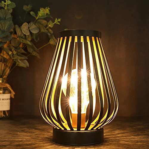 JHY DESIGN Metal Cage LED Lantern Battery Powered 8.7in Cordless Accent Light with LED Edsion Style Bulb Great for Weddings Parties Patio Events for Indoors Outdoors von JHY DESIGN