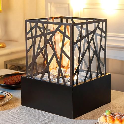 JHY DESIGN Rechteck Tragbare Feuerschale, 29 cm Hoch, Sauber Brennender Bioethanol-Tischkamin Ohne Abzug Für Partys Und Veranstaltungen Im Innen- Und Außenbereich Terrasse von JHY DESIGN