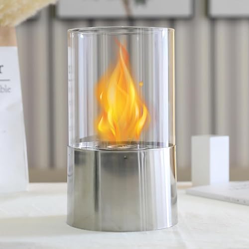 JHY DESIGN Tischfeuerschale Topf 29cm hoch Tragbarer Tischkamin-Saubere Verbrennung Bio Ethanol Ventless Fireplace(Silber) von JHY DESIGN