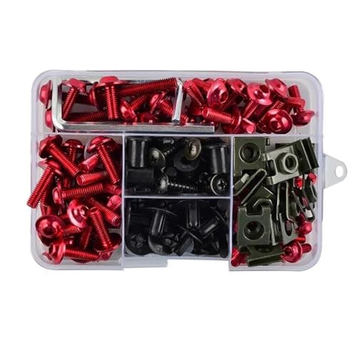 JHYBDP Verkleidungsschrauben Motorrad Verkleidung Schrauben Schrauben Kit Mutter Clips Für B&MW F800ST F800 ST F 800S T F 800ST Karosserie Schrauben Karosserieschrauben-Set(Rot) von JHYBDP