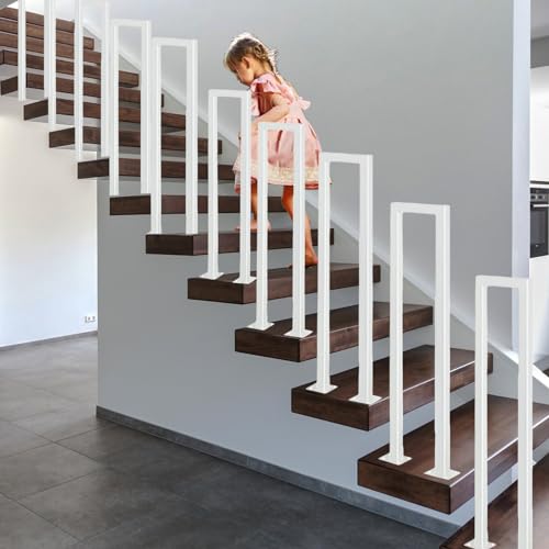 Treppengeländer Innen-Außen, Geländer für Treppen U-förmige, Treppenhandlauf (Sicherheit+Dekoration) Handlauf für Treppen Mattes Schwarz Modern für Villen, Balkone, Flure, Wohnungen (Weiß, 35CM) von JHYCCDD