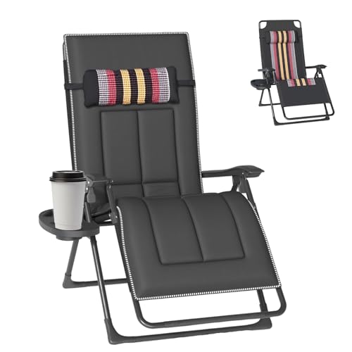 JHYCCDD Klappbare Gartenliege, Relaxsessel Garten, Sonnenliege Klappbar mit Verstellbare Rückenlehne, 150 KG Belastbar, Liege Garten mit Getränkehalter, Gartenliege für Balkon Strand Campingplätze von JHYCCDD