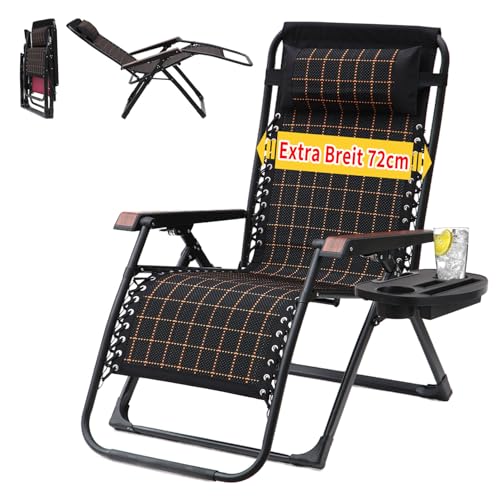 JHYCCDD Sonnenliegen/Liegestuhl Klappbar/Gartenliege/Tragbarer Camping-Liegestuhl mit Nackenstütze Perfekt für Camping, Garten, Balkone, Sonnenbaden (Liegestuhl Klappbar - Kariert) von JHYCCDD