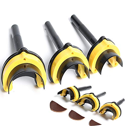 JHYM 3 PC-Ledergürtel End Cutter Locher-Kit, Profi-Stahl U Rund Schlag, Lederband Schlags Set (32/37 / 42mm) - für Crafting-Gurt Wallet von JHYM