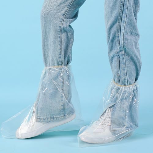 10 Paare Wasserdichte Überschuhe,Regenschuh Abdeckungen Mit Gummizug, Einweg Stiefelüberzieher Für Männer Und Frauen, Für Outdoor Camping (transparent) von JIABAOZ