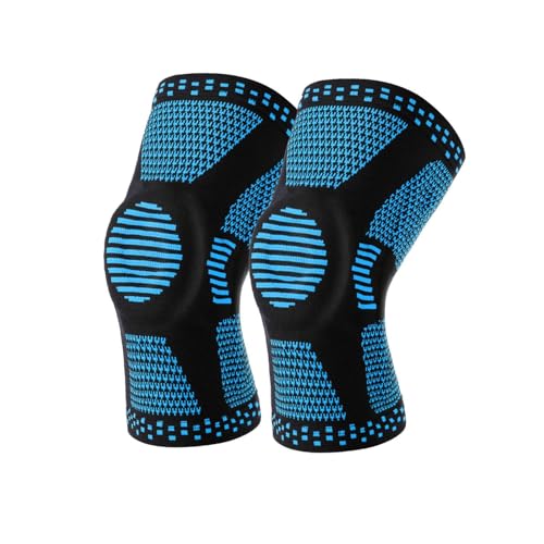 JIABAOZ Kniestütze, Komprimierte Kniebandage Mit Patella Gel Pads & Feder Seitenstabilisatoren, Medizinischer Knieschützer Für Laufen, Meniskusriss, Arthritis, Gelenkschmerzlinderung, ACL (Blau,XL) von JIABAOZ