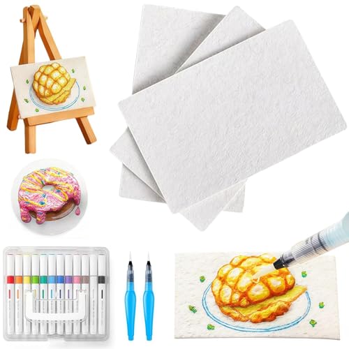 JIABAOZ Magic Puffy Paint, 3D Drawing Magic Canvas Sponge, Foam Texture Painting Paper, Puffy Popcorn Drawing Pens Colors for Kids Children Handmade DIY (Rectangle Set) von JIABAOZ