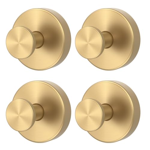 JIABAOZ Saugnapfhaken, 4 Stück Handtuchhaken Gold, Saugnäpfe Mit Haken, Handtuchhaken Ohne Bohren, Saugnapf Handtuchhalter, Haken Saugnapf Extra Stark, Wasserdicht, Für Bad (Gold,4) von JIABAOZ
