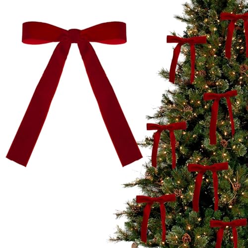 JIABAOZ Tannenbaum Schleifen Samt, Schleifen Samt Christbaum, 12/24 Stück Rote Samtschleifen Für Christbaumschmuck, Kranz, Girlande Samtschleifen Mit Goldenen Drehbändern (12 pcs,rot) von JIABAOZ