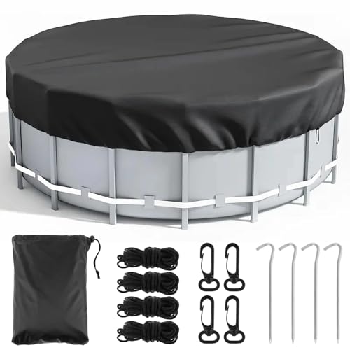 Runde Poolabdeckung für oberirdische Pools 366cm - 210d Oxford, Lagertank Poolabdeckung mit Kordelzug Design,Whirlpool Abdeckung,Wasserdicht Staubdicht Faltbarer von JIABAOZ