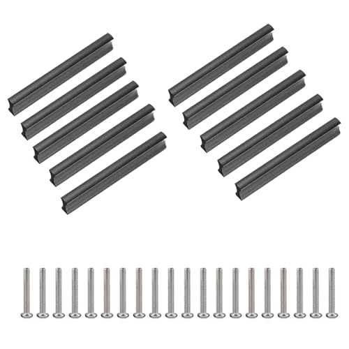 JIADEXIN 10 Stück Möbelgriffe 32mm Lochabstand Aluminiumgriffe mit Schrauben Schubladengriffe Schrankgriffe Küchengriffe für Küche Kleiderschrank Schlafzimmer Badezimmer（Schwarz） von JIADEXIN
