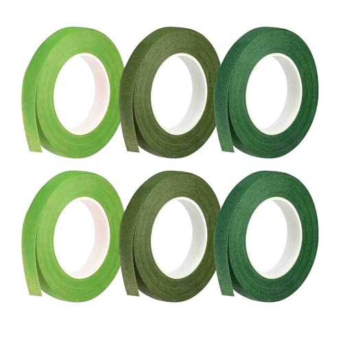 JIADEXIN 6 Stück Floristenband 27m/Rolle Selbstklebend Flora Kreppband Blumenklebeband für Blumenstrauß Blumenverpackung Hochzeitskranz DIY Kunsthandwerk Dekorationen (3 Farben) von JIADEXIN