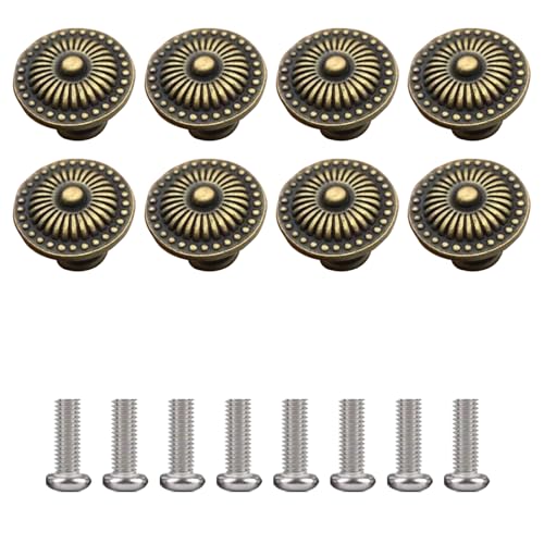 JIADEXIN 8 Stück Möbelgriffe Vintage Einlochgriff mit Schrauben Bronze Möbelknöpfe Antik Schubladenknöpfe für Möbel Schublade Küche Badezimmer Kleiderschrank Schminktisch（25mm） von JIADEXIN