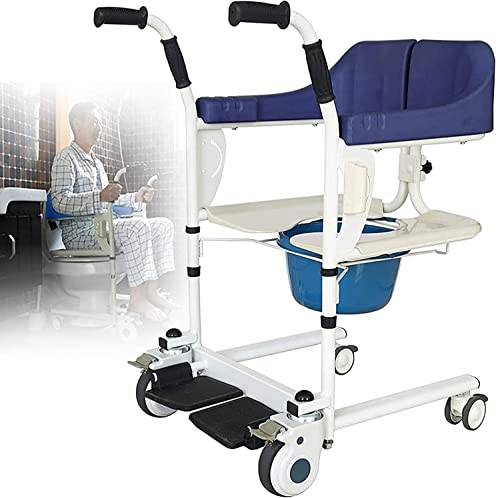 JIADUOFU Multifunktionaler Rollstuhl-patiententransfer Stuhl, Transfer-pflegerollstuhl Patienten-transferlifter Mit 180° Geteiltem Sitz, Badezimmer Duschstuhl Nachtkommode,Blue von JIADUOFU
