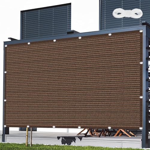 Atmungsaktiv Sonnensegel 420 x 770 cm Rechteckig Atmungsaktiv 98% UV Schutz Sichtschutz Windschutz Tarp mit Ösen Ohne Bohren mit Seil für Balkon Garten, braun von JIAFANG