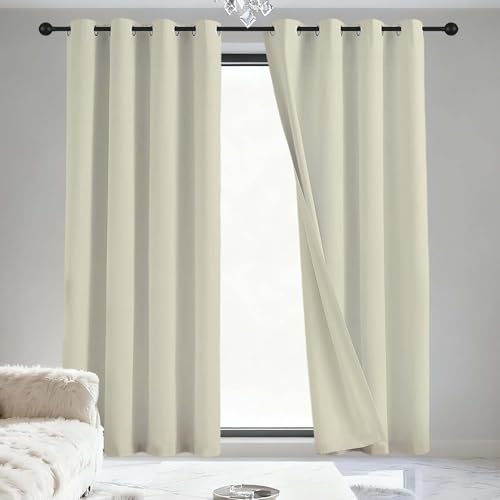 JIAFANG Gardinen Blickdicht 240 x 130 cm Isolierend Kälteschutz Sonnenschutz Modern Schlaufenschal/Ösenschal Vorhang mit Ösen, Waschbar für Schlafzimmer Kinderzimmer, Beige JIAFANG Gardinen Blickdicht 240 x 130 cm Isolierend Kälteschutz Sonnenschutz Modern Schlaufenschal/Ösenschal Vorhang mit Ösen, Waschbar für Schlafzimmer Kinderzimmer, Beige von JIAFANG