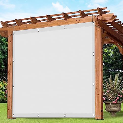 Schattentuch mit Ösen 1.1 x 2.6 m Premium PES Polyester Imprägniert Balkonabdeckung Sichtschutz Balkon mit Spannseilen mit Ösen für Garten Terrasse Balkon Schwimmbad, Weiß von JIAFANG