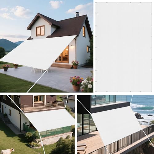 Sonnensegel 280 x 560 cm Rechteckig Atmungsaktiv 98% UV Schutz Segel Baldachin Segeltuch Stoff inkl Befestigungsseile für Draußen Patio Terrasse Camping, Weiß von JIAFANG